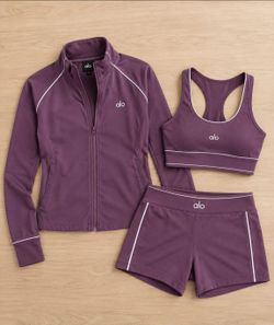 Alo Yoga 3-Piece Activewear Set Purple
