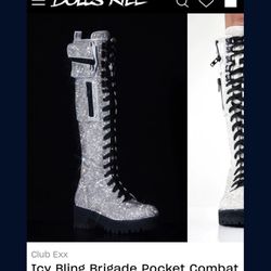 Club Exx Icy Bling Brigade Pocket Combat Boots Rave Festival Boots