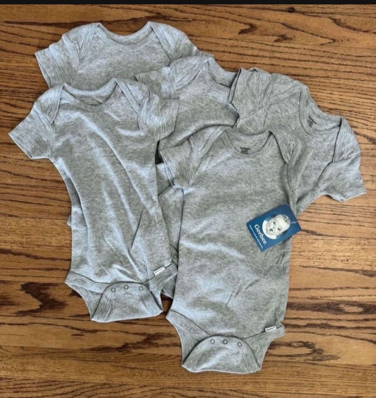 12 Month New Gerber Baby- 5-Pack Solid Onesies Bodysuits