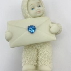 Department 56 Snowbabies "Extra Special Delivery" with  turquoise color Swarovski Crystal