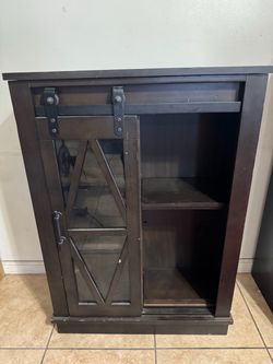 Dark Wood Cabinet with Sliding Barn Door