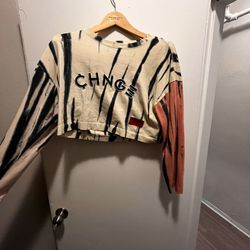 CHNG Split Sleeve Tie-Dye Cropped Sweatshirt