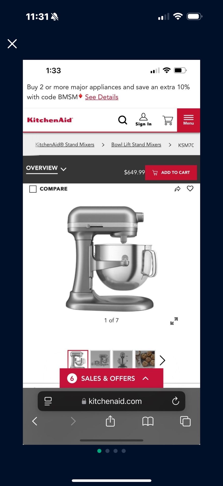 Kitchen Aide 6qt Lift Stand Commercial Mixer