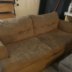 Brown Couch With Bed 
