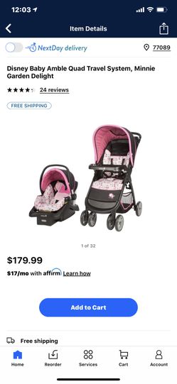 Disney Baby Amble Quad Travel System , Minnie Garden Delight