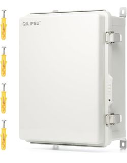 QILIPSU UL94-V0 Outdoor Electrical Box 16.4"x12.4"x7.1" Waterproof Junction Box Weatherproof PC/ABS Alloy Plastic IP66 Project Electric Enclosure Grey