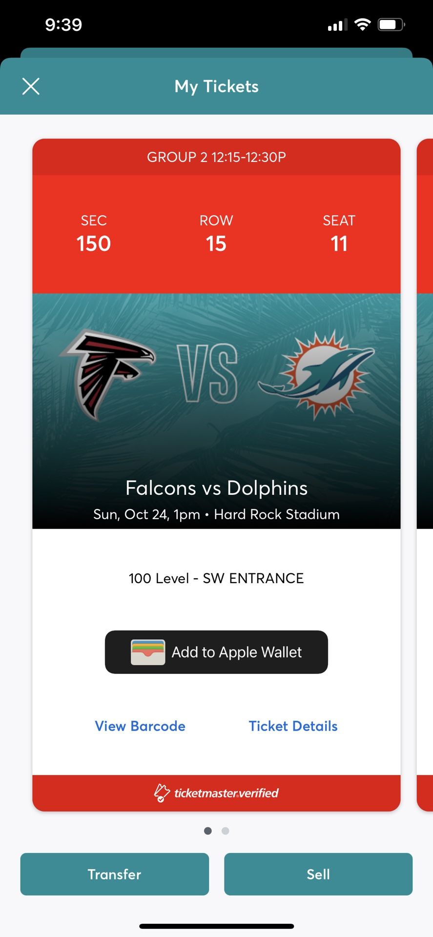 2 MIAMI DOLPHINS TICKETS PLUS PARKING PASS