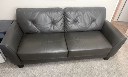 Dark gray leather couch