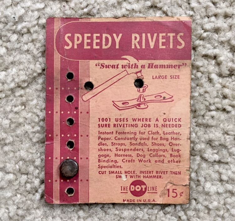 Vintage SPEEDY RIVETS Store Display Advertising - The Dot Line - Made in USA