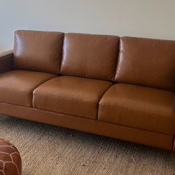 Sleek Caramel Sofa