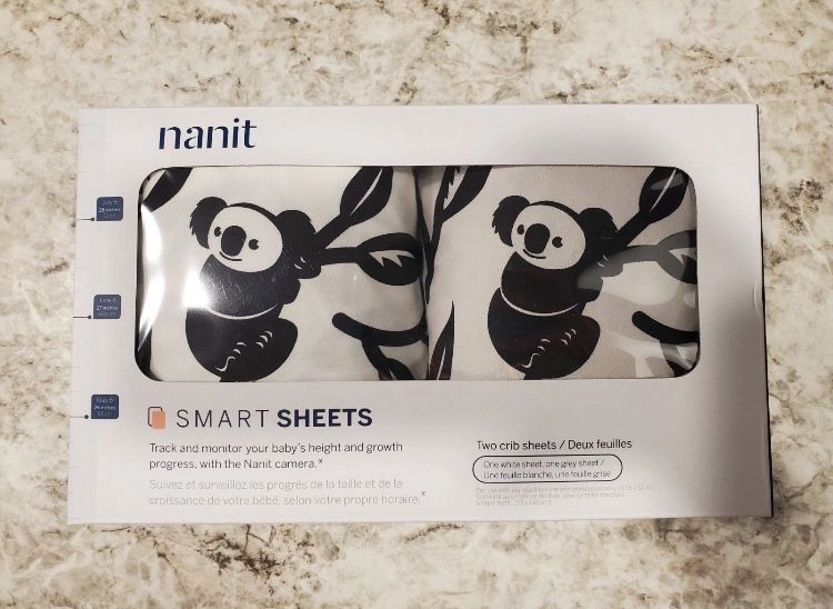 Nanit Smart Sheets 2 Pack White & Gray Track Baby's Growth Progress with Camera