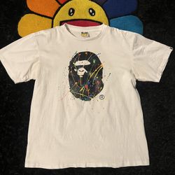 pain splattered white bape tee