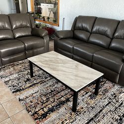 2pcs Living Set ( Sofa & Loveseat) Gray Faux Leather