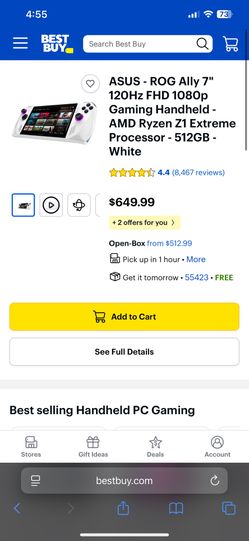 ASUS - ROG Ally 7" 120Hz FHD 1080p Gaming Handheld - AMD Ryzen Z1 Extreme Processor - 512GB - White