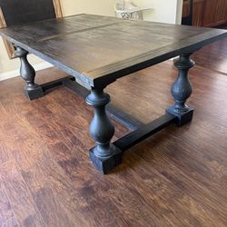 Black solid oak rectangle dining table (moving sale)