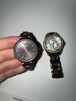Leather And Stainless Steel Fossil Watches