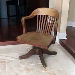 Antique / Vintage B.L. Marble Swivel Oak Bankers Lawyers Library Chair