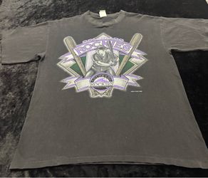 Mens Large Vintage 1993 Colorado Rockies Baseball LOGO 7 Tshirt