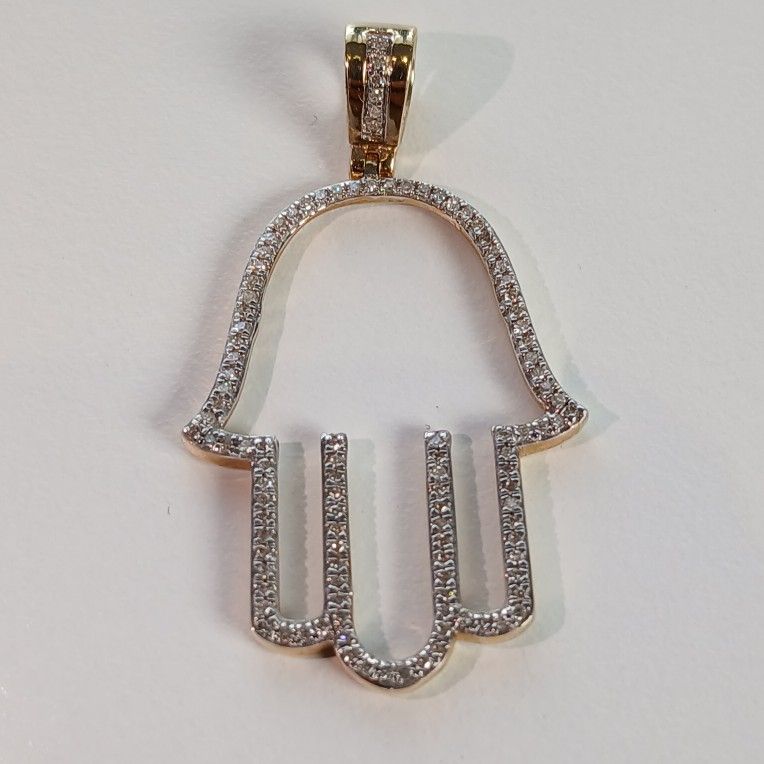 Spiritual Hand 10k Gold And 0.27ct Diamonds