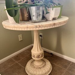 Antique Victorian French Marble Accent Cream Table