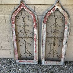 2 Large Arched Rustic Wall Decor / Gothic-Inspired Window Frames