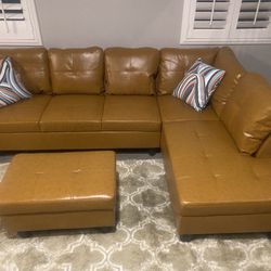 Ginger Sectional Couch Set w/ Ottoman (Right or Left Chaise)