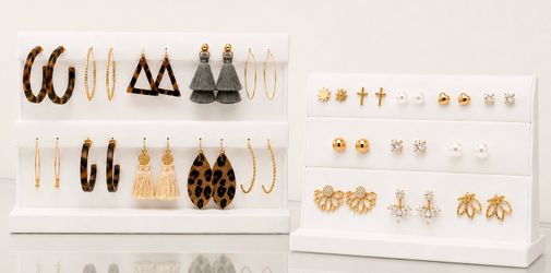 24 Pairs Fashion Earrings Bundle – Hoops, Studs, Tassels & Statement Styles