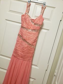 Salmon coral mermaid prom dress