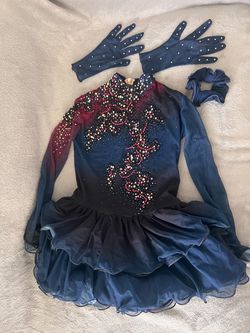 Custom-Made Girls Figure Skating Halloween Christmas Competition Dress – Size 8-10 yrs