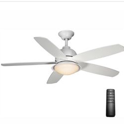 Home Decorators Collection Ackerly 52 in. Indoor/Outdoor Integrated LED Matte White Damp Rated Ceiling Fan with Light Kit and Remote Control