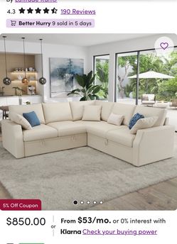 Beige L-Shaped Sectional Sofa with Storage