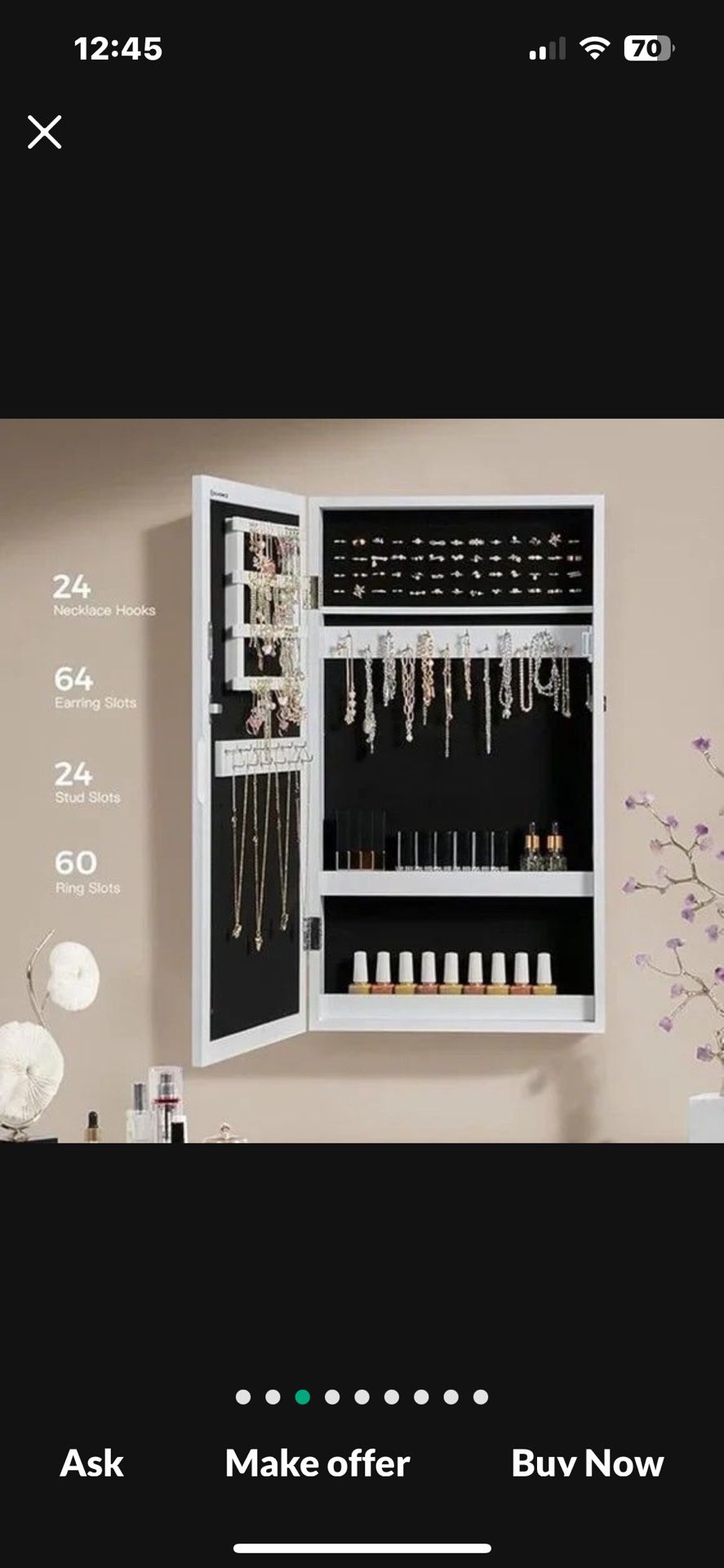Jewelry armoire, Wall Mounted New