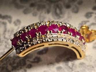 Ruby and Diamond 925 gold plated earrings