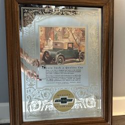 Vintage Chevrolet Quality Car, Hanging Mirror, Man Cave, Garage,￼ Camp Sign
