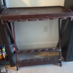 Wooden Wine And Glass Holder 