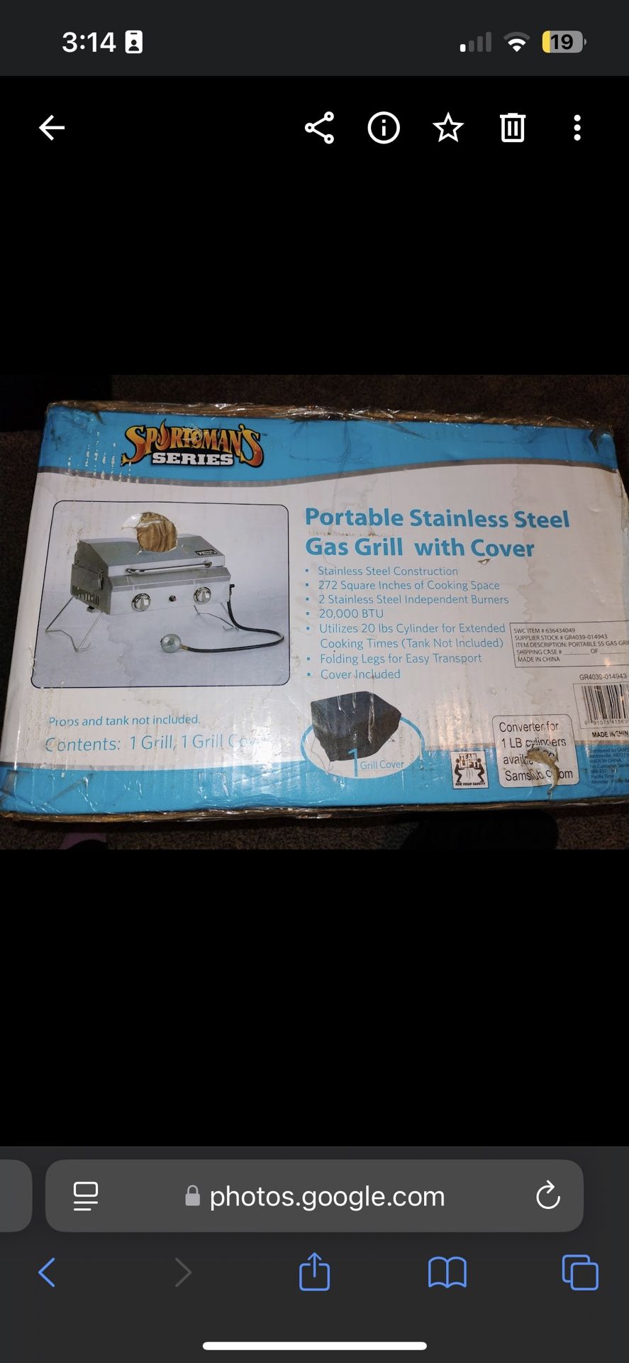 Portable Stainless Steel gas Grill W/cover