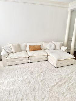Chenille sectional with ottoman