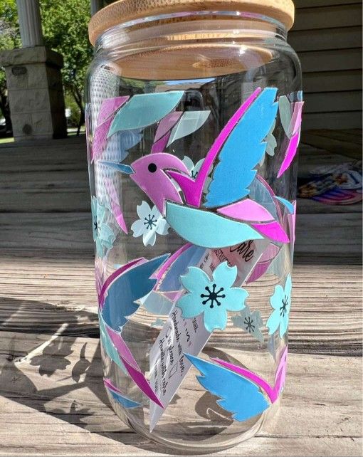 16oz Hummingbird GLASS cup