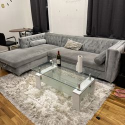 Sectional Couch With storage, Coffee Table, Rug