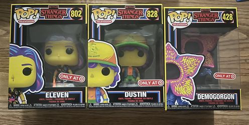 Funko Pop! Stranger Things Black Light Set - Lot of 3 - Demogorgon Eleven Dustin