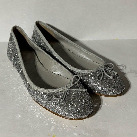 J Crew Glitter Ballet Flats Shoes Womens Size 7 Made In Italy
