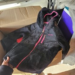 Black And Pink Rain / Snow Jacket For Girls Size  6X DKNY