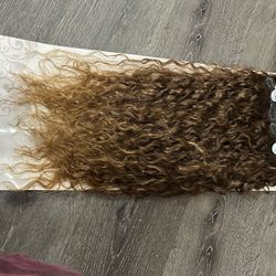 Synthetic Clip In Extensions Golden Brown