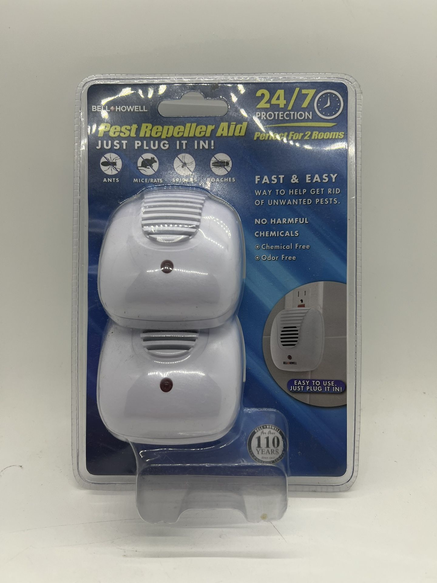 Bell & Howell Ultrasonic Pest Repeller Plug In 2 Pack Brand New Sealed