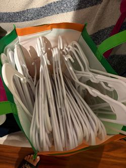 50 White Plastic Clothes Hangers Bulk Lot
