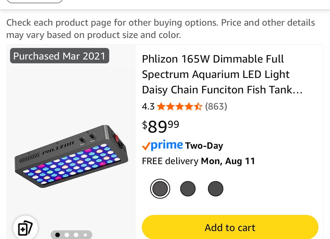 🌊 Phlizon 165W Dimmable Full Spectrum Aquarium LED Lights – 3 Total