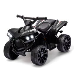 6V Quad ATV TOY 3+ years, Max 55lb Capacity ，With LED, Music, Foot Pedal Black 