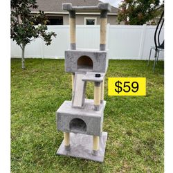 Like new cat tower, Gray Scratching Post Cat Furniture - 6 FT Tall