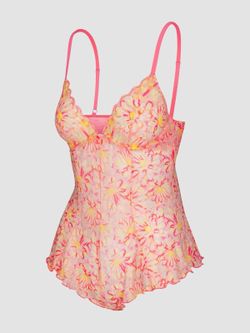NWT Savage X Fenty Sunray Floral Lace Underwire Teddy Acacia Pink Size Large