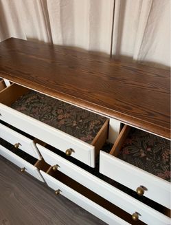 Refinished Stanley Oak Buffet | Vintage 7-Drawer Credenza Dresser